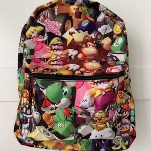 Mario Kart Backpack Book Bag Tote school colors Multicolor Blue Red Yellow Green